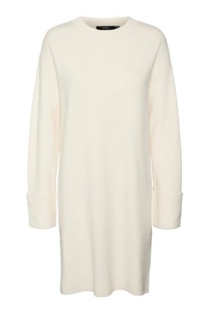 Valkoinen neulemekko - VMGOLD NEEDLE SHORT O-NECK DRESS