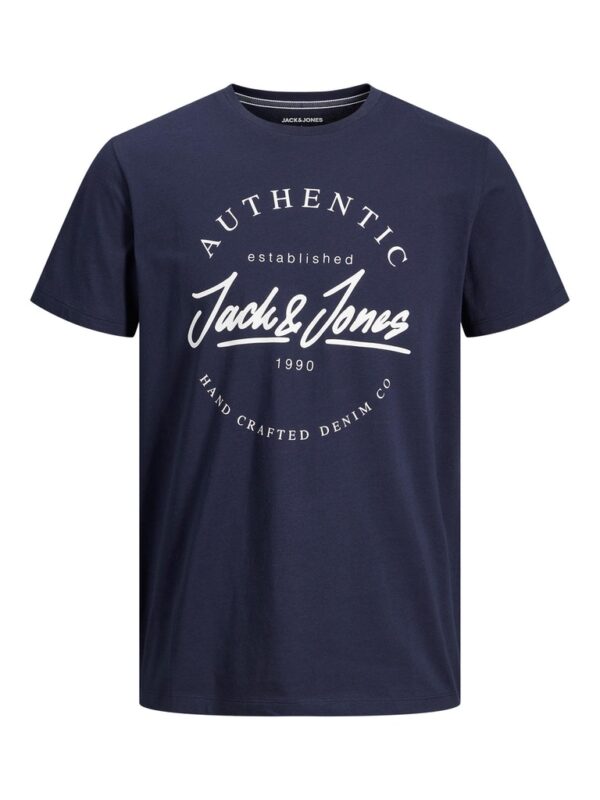 Sininen t-paita logoprintillä - JJDUSTY TEE SS