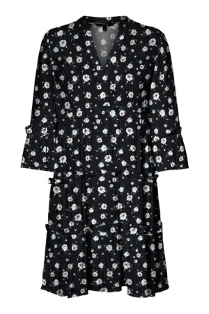 Musta kukkakuosinen mekko - VMEASY SHORT DRESS