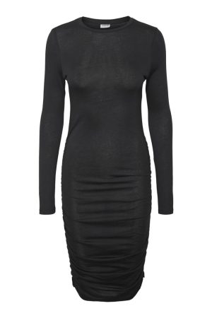 Musta mekko sivurypytyksillä - NMAPRIL ROUCHING DRESS
